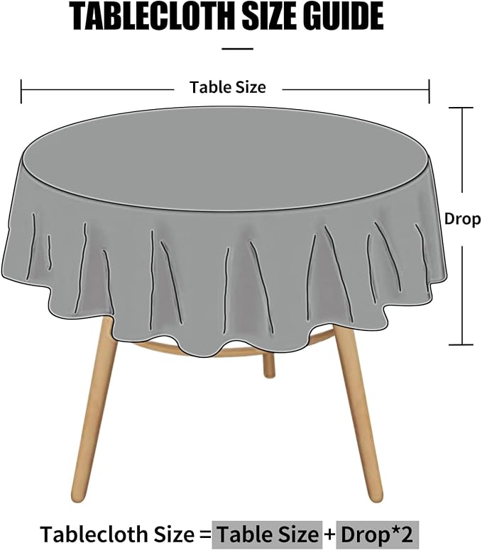 Smiry Round Waterproof Heavy Duty Vinyl Tablecloths, 60 x 60 Inch | Wipeable Washable Floral Embossed Table Cover for Kitchen and Dining Room, Indoor & Outdoor Use, Sand - Image 6