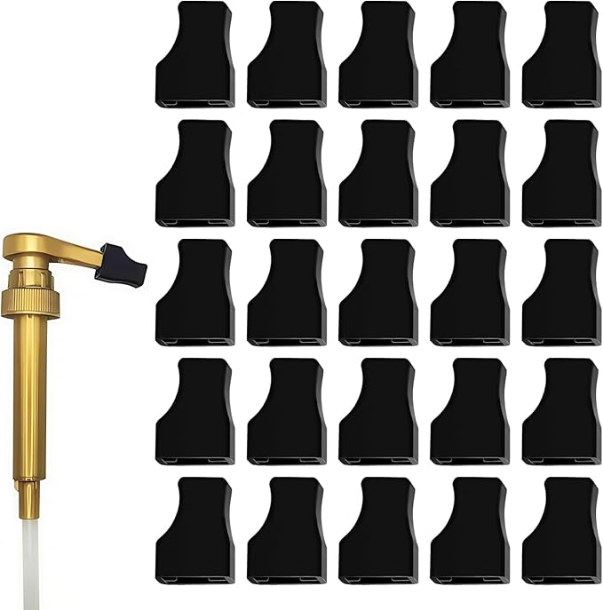 25 Pcs Coffee Syrup Pump Tip Covers Black Rubber Seal Caps for Coffee Syrup Bottles Fits Most Pump Tips, Keep Sugar Condiments Olive Clean Preserved for Barista, Café, Home Use