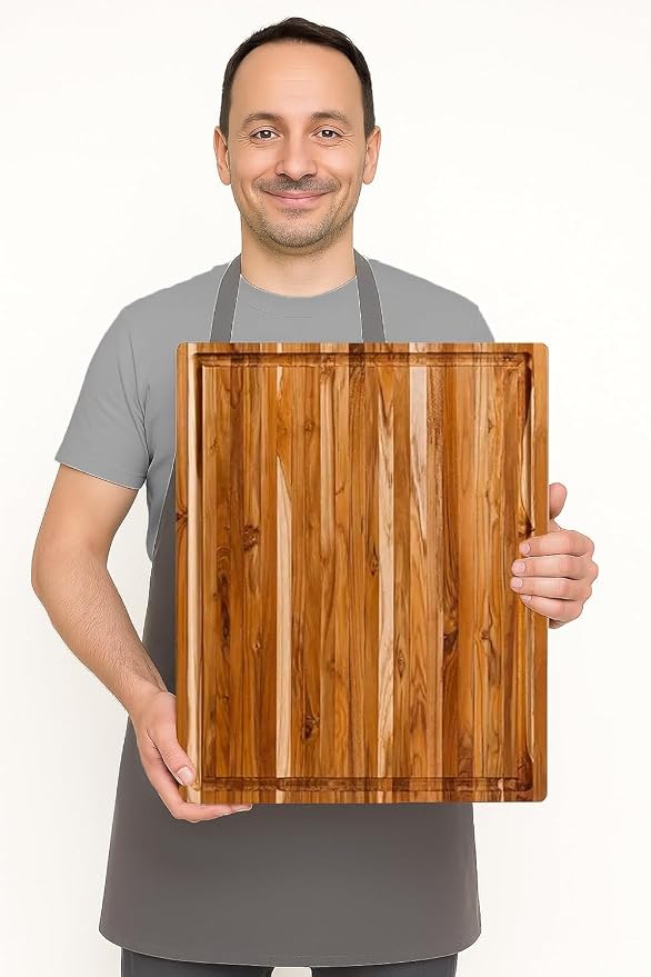 Teakhaus Carving Board with Juice Groove - Extra Large (XL) Teak Wood Cutting Board 24”L x 18”W x 1.5” Thick - Sustainably Harvested & FSC Certified - Knife Friendly with Beeswax Oil Finish - Image 3