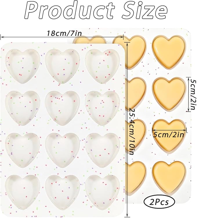 Valentine's Day Heart Silicone Molds Set of 2 Non Stick Food Grade Baking Molds for Chocolate Candy Soap Cake Decorating Perfect for Valentine's Day Gifts DIY Baking Enthusiasts