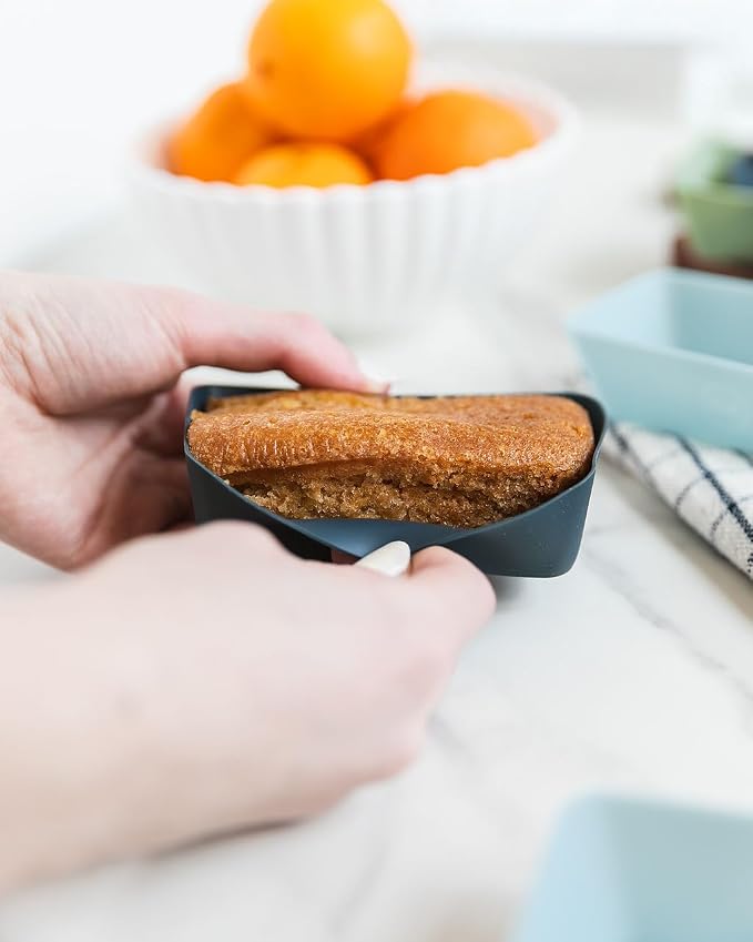 Silicone Individual Mini Loaf Pans - Reusable, Non-Toxic, BPA Free, Dishwasher Safe, Bento Box Accessories (12 Pack, Navy, White, Blue, Green) - Image 3