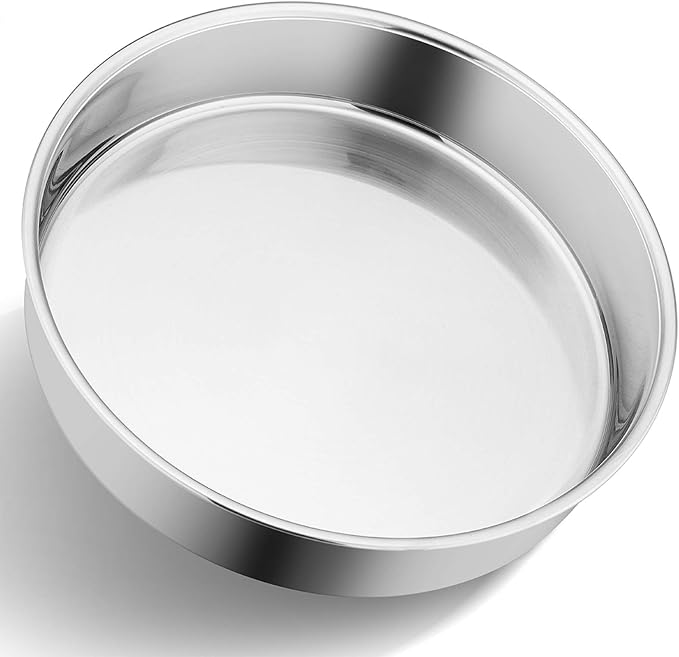 P&P CHEF 9.5 Inch Cake Pan Set of 1, Stainless Steel Round Cake Baking Pan | Layer Cake Tin Bakeware for Cooking Steaming, Ideal for Birthday Wedding Anniversary, Fit for Home & Commercial Use - Image 2