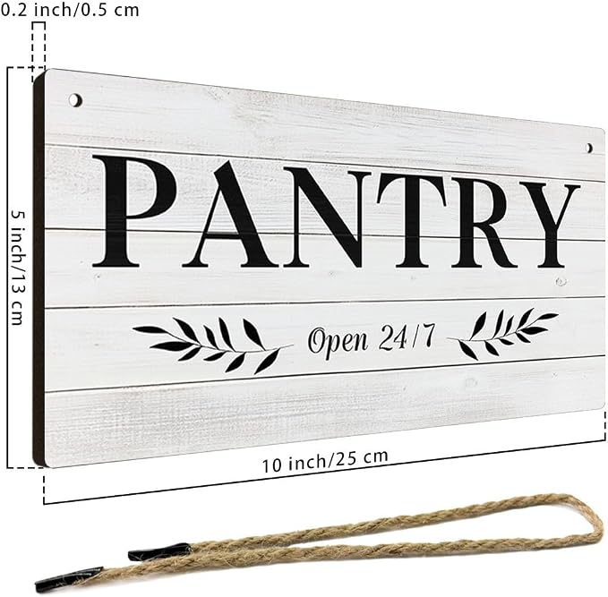 Pantry Sign Rustic Wall Art Print Wooden Signs Funny Home Decor Vintage Poster Retro Hanging Plaque for Farmhouse Kitchen Cafe Bar Grocery Coffee Corner 10x5 Inch (Simple Gray White Wood Grain) - Image 2