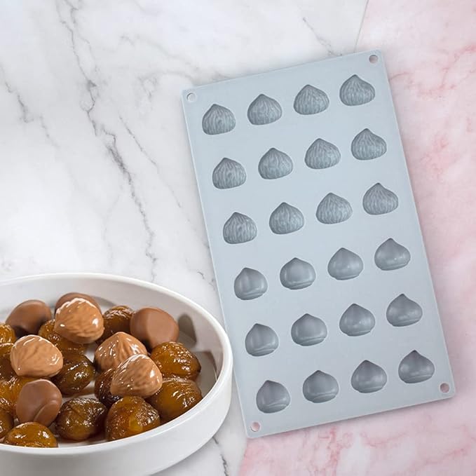 mostsom Mini Chestnut Chocolate Mold,Silicone Molds,Small Jelly Bean,Pastry,Candy,Fondant Molds (Chestnut K)