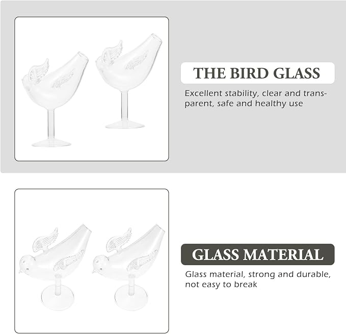 Wing Bird Design Wine Glass Goblet Glass Drinkware for Cocktails | Glass, Smooth Rim, Stable Build, Break-resistant Structure, Suitable for Beer and Other Beverages, Novelty Glassware - Image 3