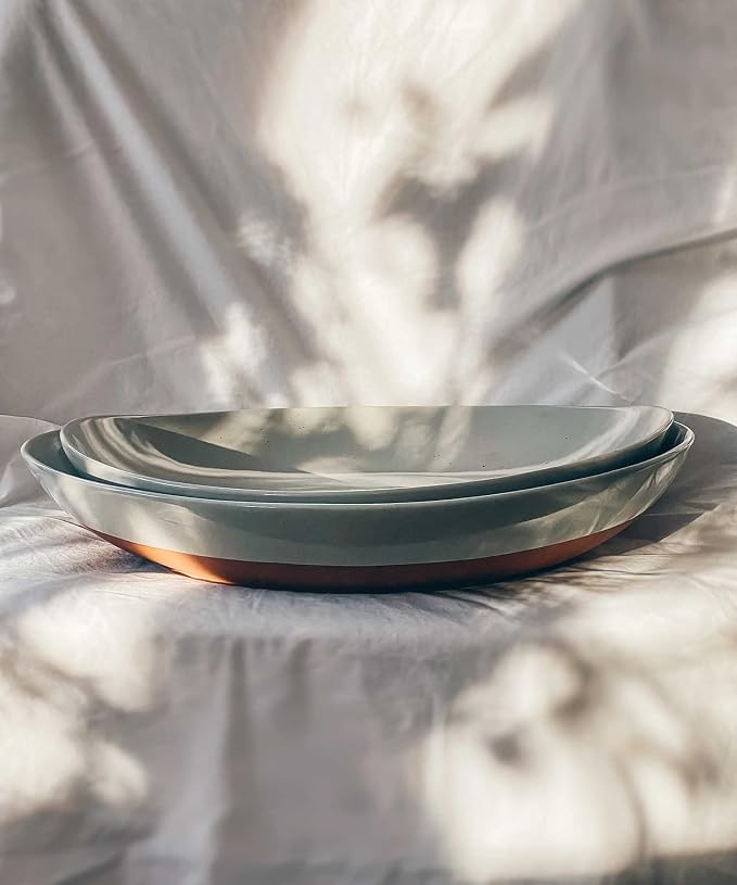 MORA Ceramic Large Serving Bowls- Set of 2 Oval Platters for Entertaining. Modern Kitchen Dishes for Dinner, Fruit, Salad, Turkey, etc. Oven and Dishwasher Safe, 110/80 oz, 16" / 14.6" - Earl Grey - Image 6