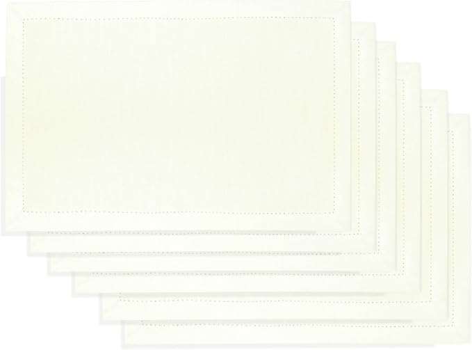 Urban Villa Two Tone Placemat Cotton Tablemat 14x20 (Set of 6) Ivory by CottonTrends