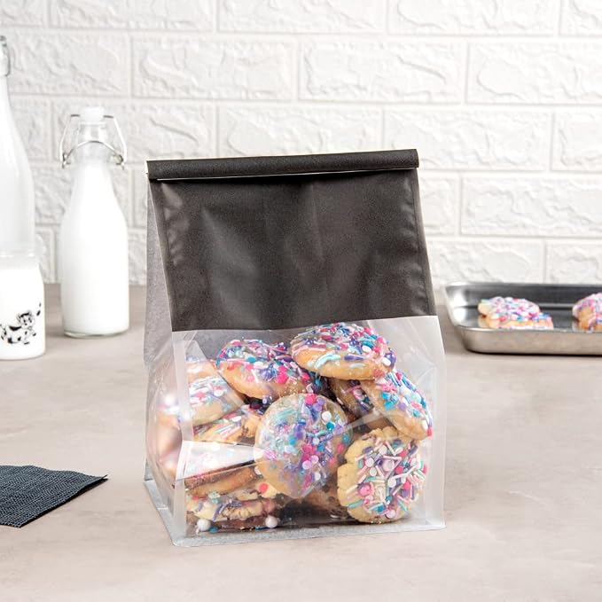 Restaurantware Black Paper Cotton Tin Tie Bag, 100 Pack - Image 3
