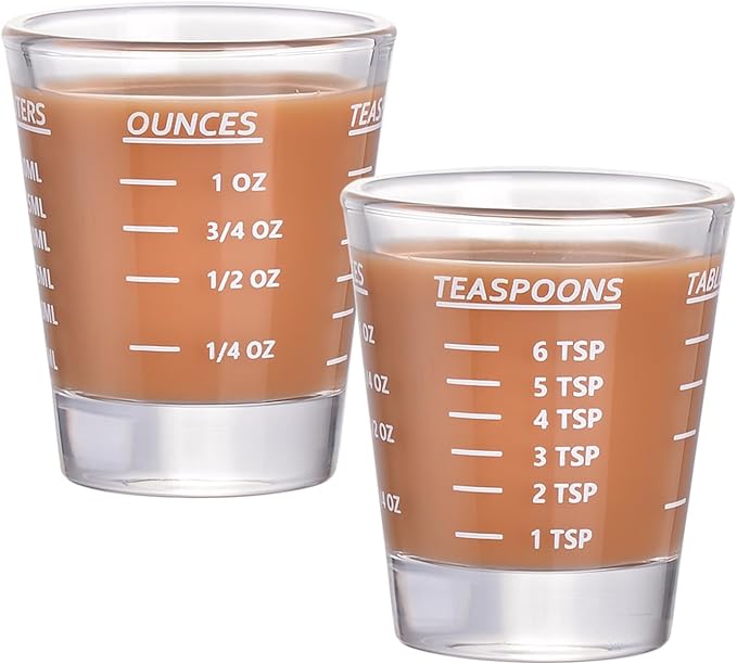 Shot Glass Measuring Cup，Espresso Shot Glass 26-Incremental Measurement 1oz, 6 Tsp, 2 Tbs, 30ml，Kitchen Tools，Bar Bartender Accessories, Jigger for Bartending (2 Pack-White)