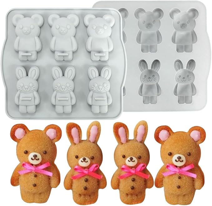 Candy Animal Silicone Mold Rabbit Bear Shape Chocolate Soap Cake Decorating DIY Kitchenware Bakeware Ice Mold Baking Tools (Rabbit Bear R_7.92 X7 X0.76 inch) by mostsom