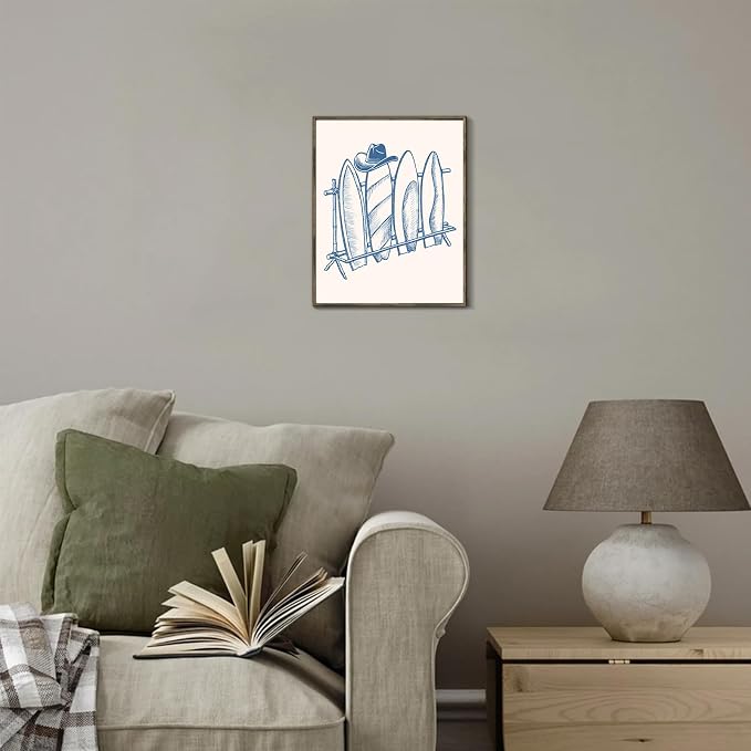 XOCUUI Coastal Granddaughter Room Decor Unframed, Blue Coastal Cowgirl Surfer Girl Canvas Posters, Beachy Preppy Aesthetic Room Decor Pictures For Teen Girl Dorm Apartment Decoration (8" X 10") - Image 4