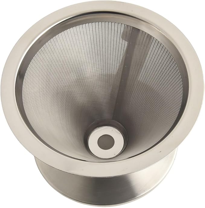 Reusable 304 Stainless Steel Coffee Filter with Handle - 300 Mesh Fine Brew for Coffee Tea,Easy to Clean, Rust-Resistant Design,Silver