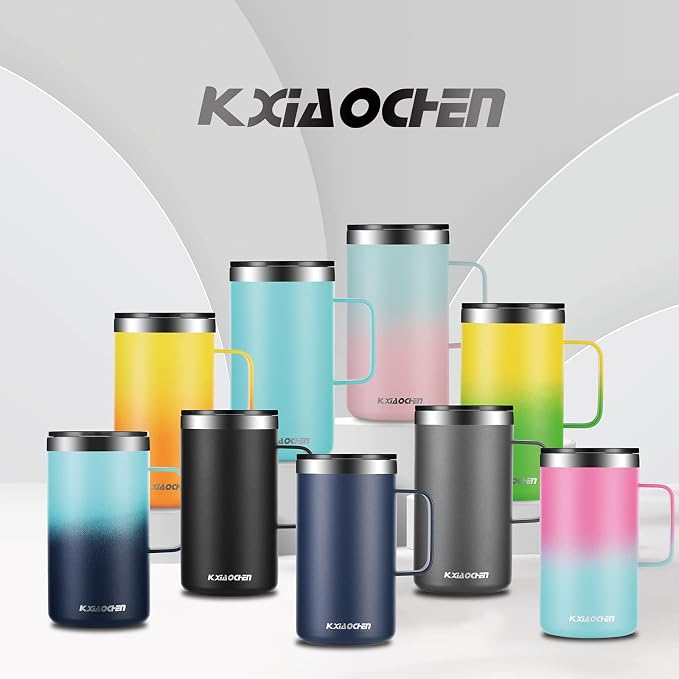 KXIAOCHEN 20 oz Insulated Coffee Mug, Coffee Cup with Lid and Wide Handle | 18/8 stainless steel, 6+ hours hot or 12+ hours cold, wide mouth, no-sweat exterior, for office, work, home and camping - Image 7