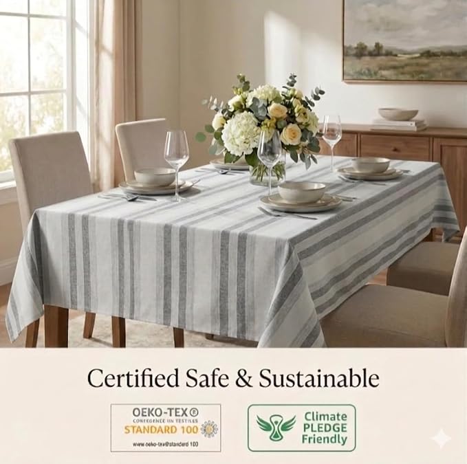 Urban Villa Tablecloth Cotton Tabletop 60x84 (6-8 Seats) Curtis Stripes - Image 8