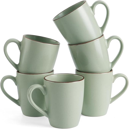 famiware Venus Coffee Mugs for 6, 13 oz Mug Set, Dringking Cup with Handle for Coffee, Tea, Cocoa, Milk, Light Green by Famiware