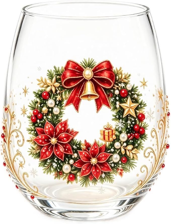 3D Christmas Glass Art Cup, Luxury Raised Holiday Glassware Collection | Cute Festive Stemless Wine Glasses,Artistic Holiday Table Ornaments,Perfect Christmas Home Decor Gifts for Various Beverages - Image 2