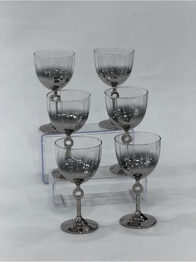 Decorative Glass Tumbler Set of 6 - 9.5 fl oz Capacity with Silver Accents - refined Crystal Look Drinkware for Water, Juice, and Beverages - appropriate for Parties and Daily Use - quality Glassware - Image 5