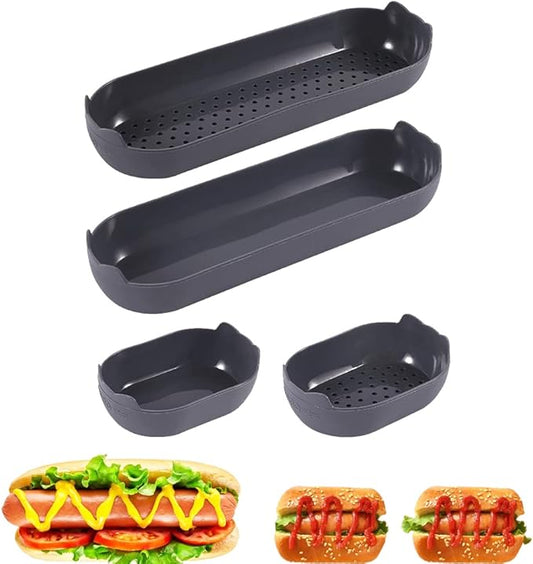 4 Pack Silicone Bread Loaf Pan, Nonstick Bread Baking Pan & Heat Resistant Hot Dog Bun Pan, Bread Pans for Homemade Bread, Bread Mold for Baking Hot Dog Bun, Sourdough Bread, Hoagie Roll