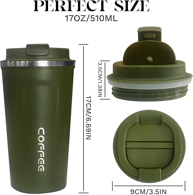 Insulated Travel Coffee Mug, Stainless Steel Coffee Cup with Leakproof Lid | Double-wall insulation keeps drinks hot or cold for hours, with a leakproof lid and portable stainless steel design - Image 4