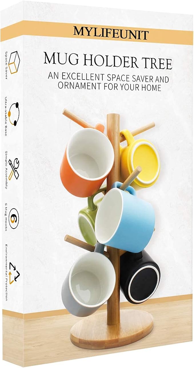 MyLifeUNIT Mug Holder Tree, Coffee Cup Holder with 6 Hooks (Yellow) - Image 7