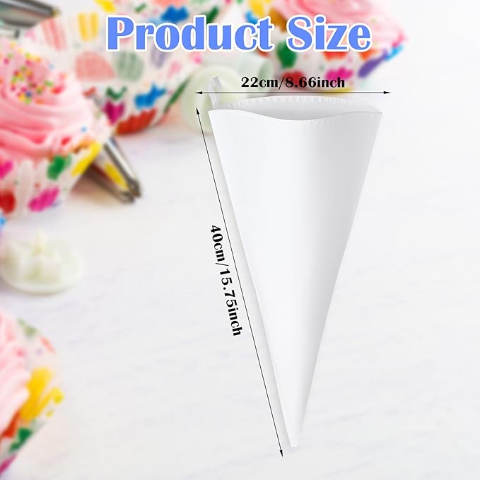 4PCS Reusable Piping Bag,Cotton18 Inch Piping Bags, Hanging Cake Pipings Bags, Used to Decorate Various Cake Cookies, Cream Puff, Ice Cream, Donut Filling, White
