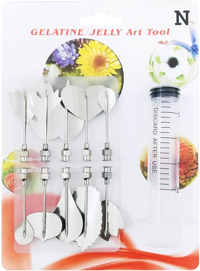 Woohome Art Cake Tools, 3D Gelatin Jelly Tools Includes 40 PCS Gelatin Tools and Making Pudding Pastry Nozzles for Cake Decoration, Jelly Cake making, (Style: KLMN)