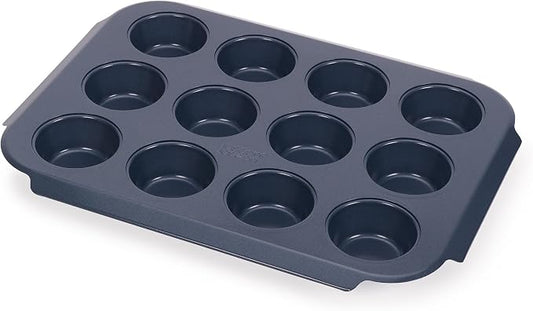 Joseph Joseph Nest™ Bake 12-Cup Non-Stick Muffin Tray, Carbon Steel, Easy-Pull Handles, Stackable, Space-Saving Design, 10-Year Guarantee by Unknown