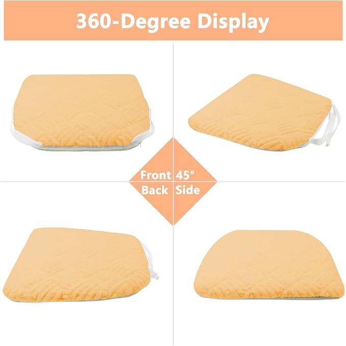 Plush Chair Cushion, Oval Chair Cushion Pad,Ultra Soft Nonslip Seat Pad,Comfortable Chair Cushion Cover,2PCS Memory Foam Chair Seat Cushion for Home Office Kitchen Dining Chairs Yellow - Image 5