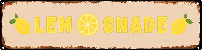 Rustic Aluminum Retro Lemonade Vintage Metal Plaque Kitchen Summer Refreshment Wall Gift Decor by Unknown