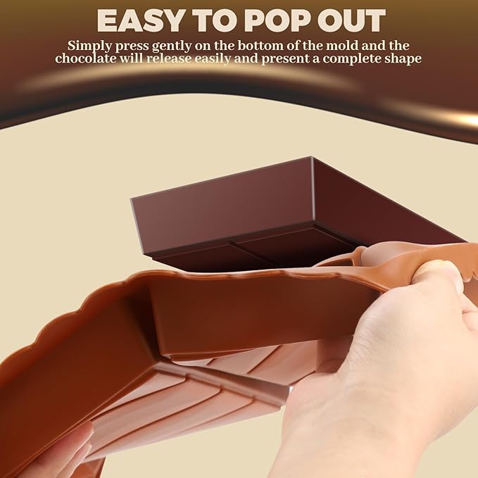 Dubai Chocolate Bar Mold, 1.2 Inch Deep Silicone Chocolate Molds, 3-Cavity Large Candy Bar Mold for Dubai Pistachio Chocolates, Candies, Desserts