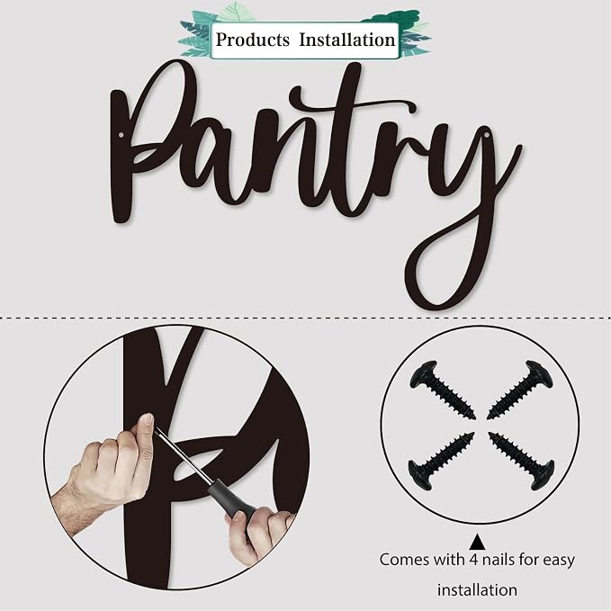 Pantry Word Sign Metal Wall Decor - 16 x 9.78" Pantry Decor for Home Kitchen Restaurant Coffee Shop Store Farmhouse Wall Decor (16 inches) - Image 4