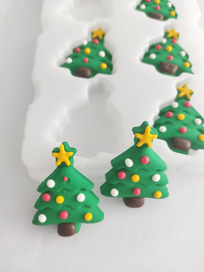 Edible Christmas Themed Sugar cake decorations, Christmas Tree cupcake toppers, perfect Icing Cookies decro for Gingerbread House, Cupcakes, Cake, Macaron, Cookies, and Cakecicles - Image 4