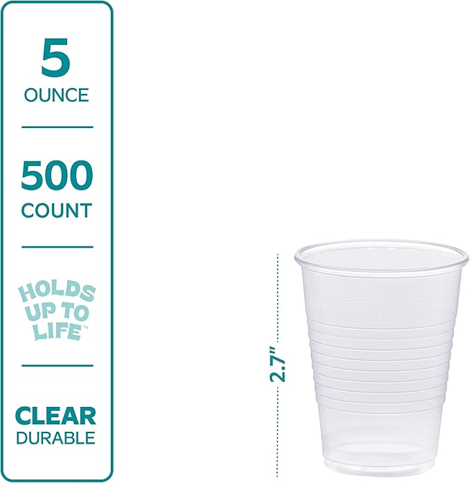 Comfy Package GUSTO [5oz.- 500 Count] Clear Plastic Cups Disposable Drinking Cups for Parties, Events, & Everyday Use – Crystal Clear, BPA-Free, Durable Polypropylene - (Formerly