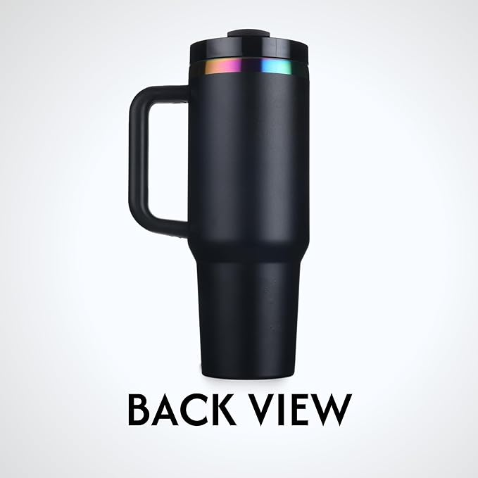 The Memory Company NFL 40oz Iridescent Tumbler - Double-Wall Vacuum Insulated Stainless Steel Water Bottle - Team Spirit Travel Cup with Handle, Lid and Straw, Hot and Cold Drink Container