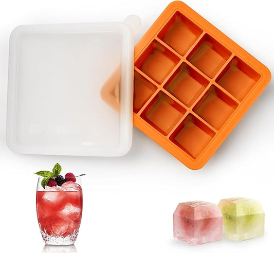 Small Ice Cube Trays for Freezer,9x1.3 inch,BPA Free,Silicone Ice Cube Tray with Lid | Mini Ice Cube Trays-Nugget Ice Tray with lid for Mini Fridge with Freezer for Coffee,Cocktail,Baby Food