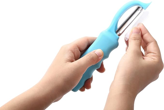 Spring Chef Swivel Potato Peeler with Soft Grip Handle, Set of 2, Aqua Sky | Premium Vegetable Peeler w/ Sharp Stainless Steel Blades, Multifunctional Food Peeler for Apple, Carrot, Cucumber, Fruit - Image 8