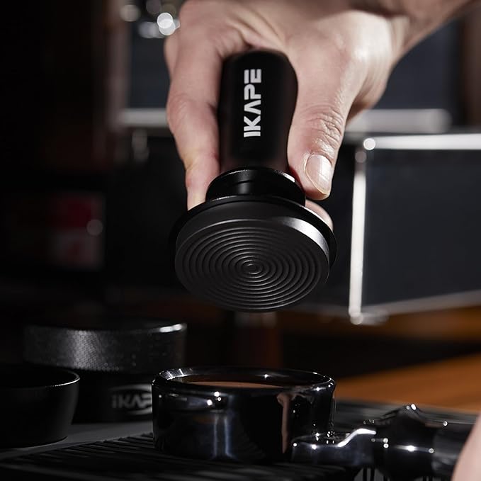 IKAPE 53.3mm Espresso Tamper, Spring-loaded Calibrated Tamper with Titanium Ripple Plating Base, Compatible with 54mm Breville Espresso Bottomless Portafilter