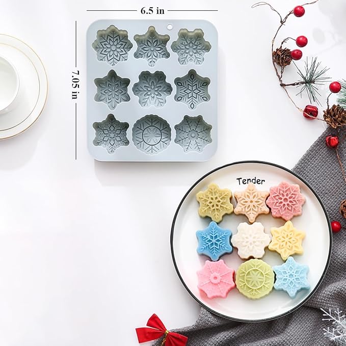 18 Cavities Snowflake Shape Candy and Chocolate Dessert Silicone Molds,Unique and Cute, Non-Stick, Baking Molds for Making Birthday Cake, Cake Decoration, Jelly, Cupcake, Ice Cubes 2 Count