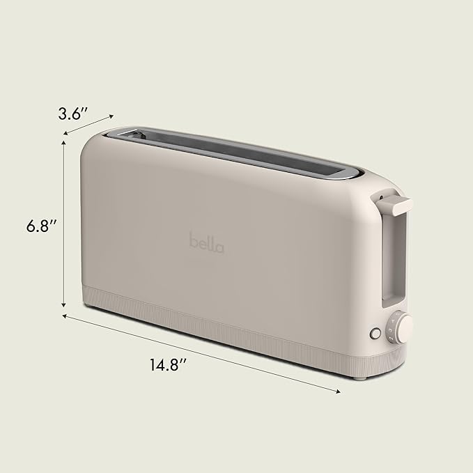 bella 2 Slice Slim Toaster, Fits-anywhere™ Kitchenware, 6 Setting Shade Control with Reheat & Cancel Buttons, Fits sourdough, 10” Long Slot, Anti Jam & Auto Shutoff, 900 Watt, Oatmilk - Image 8