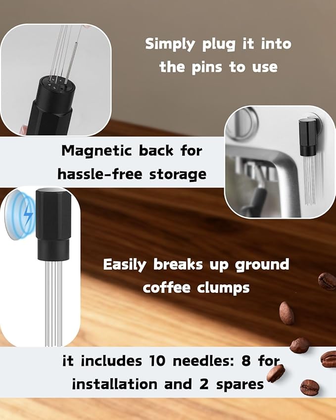 Espresso Tamper Double Spring Loaded 51/53mm with WDT Tool Espresso Accessories Kit, Stainless Steel Corrugated Base, Dosing Funnel, Tamper Mat (51mm & Magnetic wdt)