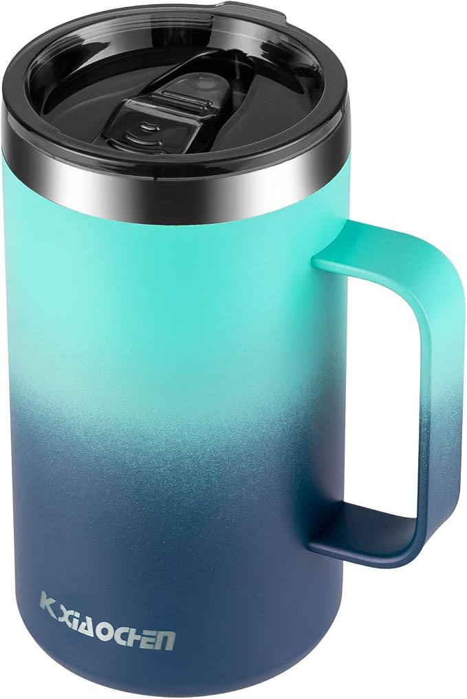 KXIAOCHEN 20 oz Insulated Coffee Mug, Coffee Cup with Lid and Wide Handle | 18/8 stainless steel, 6+ hours hot or 12+ hours cold, wide mouth, no-sweat exterior, for office, work, home and camping by KXIAOCHEN
