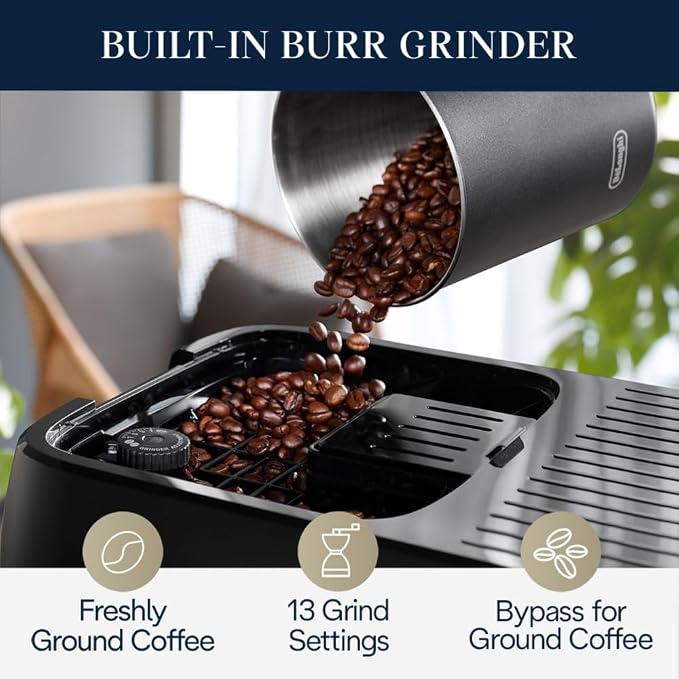 De'Longhi Magnifica Plus Automatic Espresso Machine, Milk Frother, Silver | #1 Worldwide Espresso Machine Maker, 18 One-Touch Recipes, Frother, Built-In Grinder, 4 User Profiles - Image 4