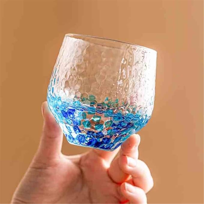 drinking glassware Set of 5 Colorful Hand-painted Polka Dot Glass Cup - Image 3