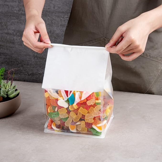 Restaurantware White Paper Cotton Tin Tie Bag, 100 Pack - Image 5