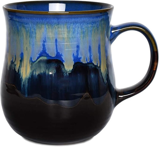 Bosmarlin Large Ceramic Coffee Mug, Blue Big Tea Cup for Office and Home, 21 Oz, Dishwasher and Microwave Safe, 1 PCS by Bosmarlin