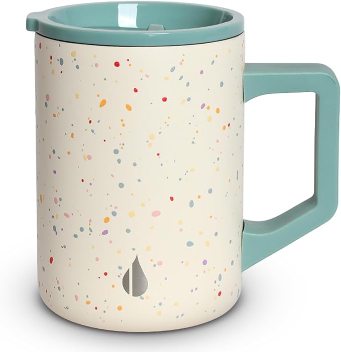 Elemental Insulated Coffee Mug - Triple-Wall Stainless Steel Summit Travel Cup for Hot and Cold Drinks - Thermal Coffee Mug with Lid and Handle for Camping, Office & Travel 16oz - Rainbow Speckle by Elemental