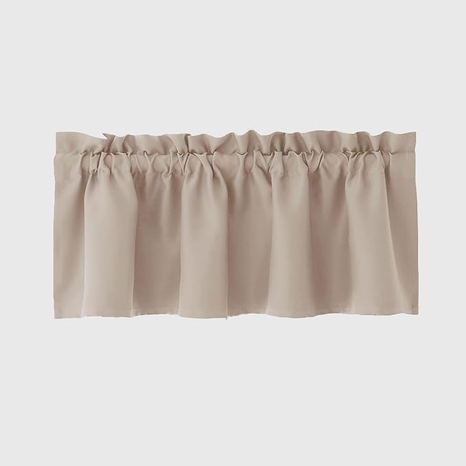 Hiasan Valance Curtains for Kitchen Blackout Thermal Insulated Solid Window Curtain Valance, Camel, 42 x 18 Inches, 1 Panel - Image 8