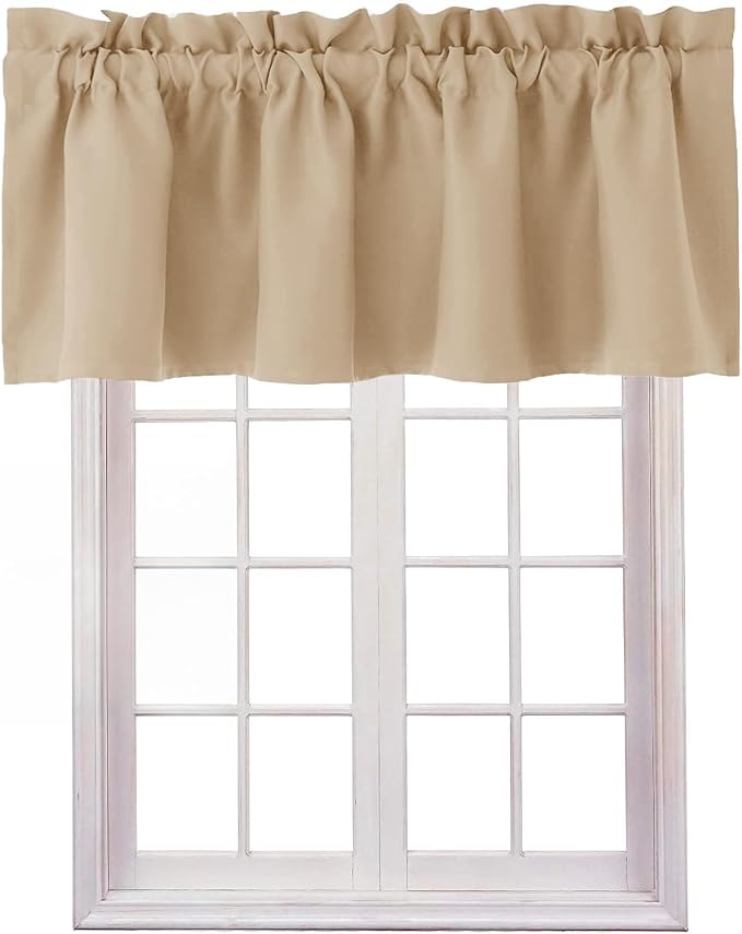 Hiasan Valance Curtains for Kitchen Blackout Thermal Insulated Solid Window Curtain Valance, Biscotti Beige, 52 x 18 Inches, 1 Panel by Hiasan