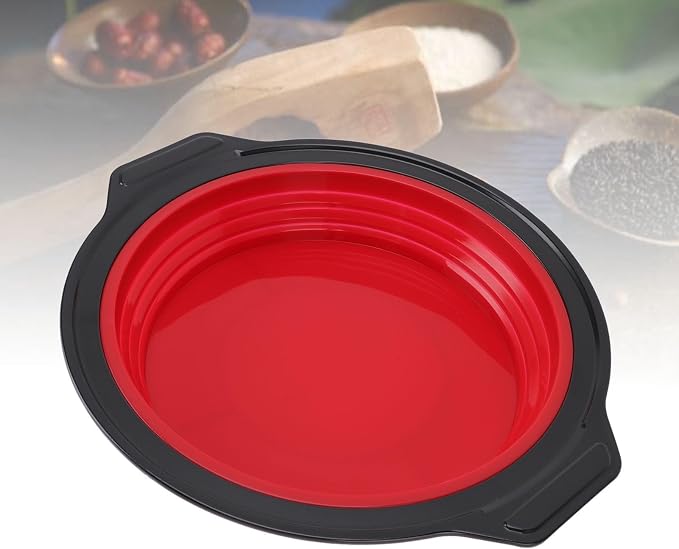 Cake Baking Pan, Silicone Cake Pan Foldable Press Type Quick Release Round Baking Pan for Layer Cake Cheese Cake Chiffon Cake (Red) - Image 3