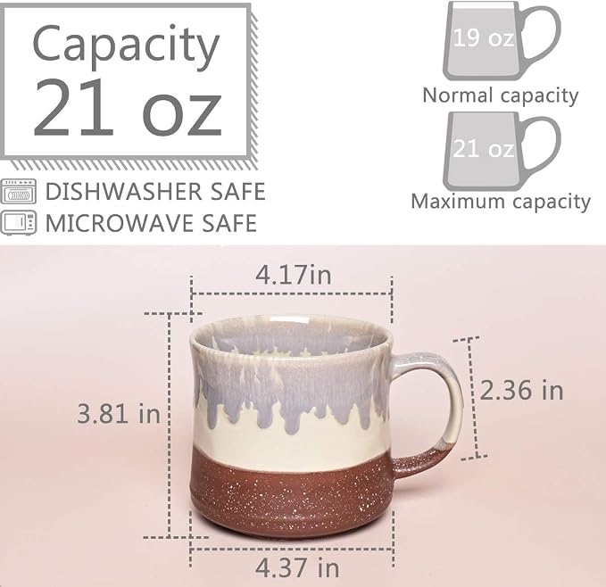 Bosmarlin Large Ceramic Coffee Mug, Big Tea Cup, 7 Colors to Choose, 21 Oz, Dishwasher and Microwave Safe, 1 PCS (Red) - Image 2
